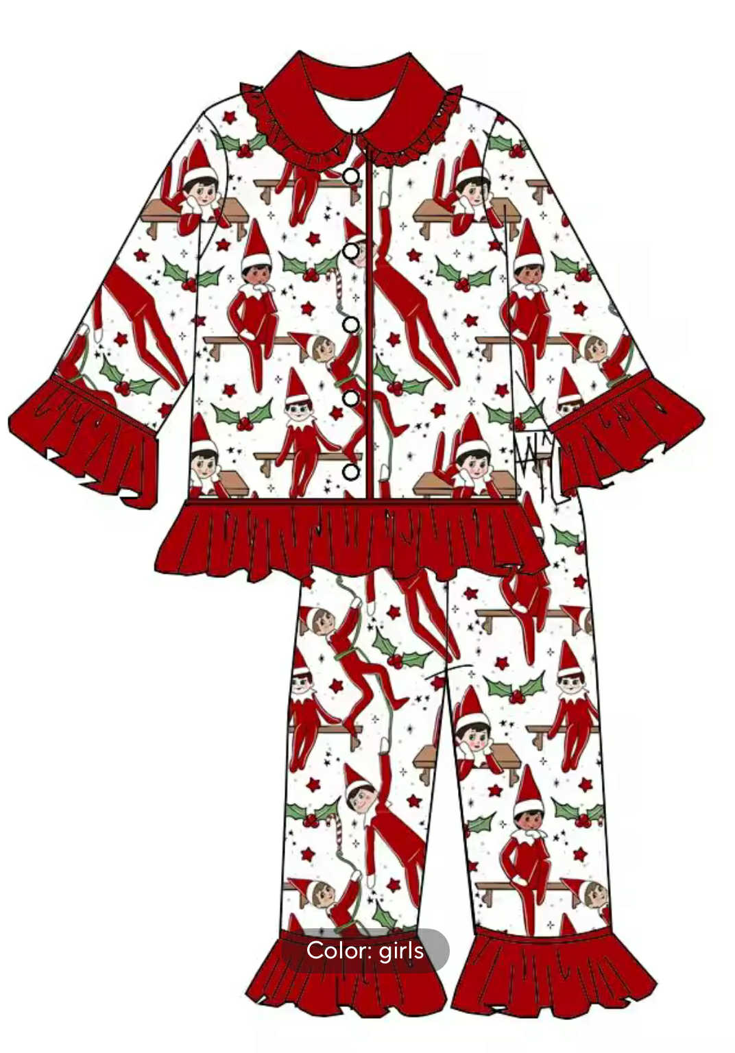 Girls Elf On The Shelf Pyjamas