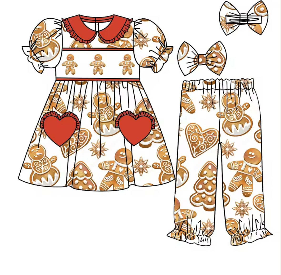 Girls Gingerbread Christmas Pyjamas